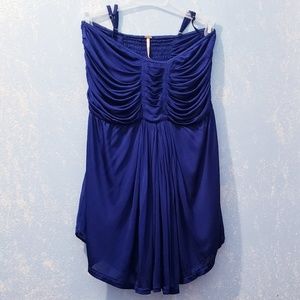 Free People Royal Blue Draped Spaghetti StrapTop